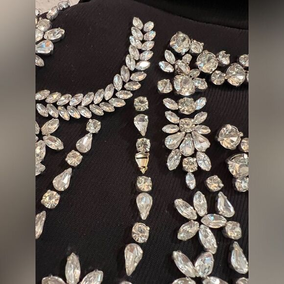 L’AGENCE Clementine Crystal Rhinestone Embellished Peak Lapel Blazer Black - Picture 11 of 16